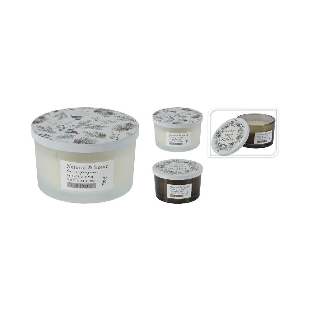 VASO VETRO CON CANDELA 13X8CM